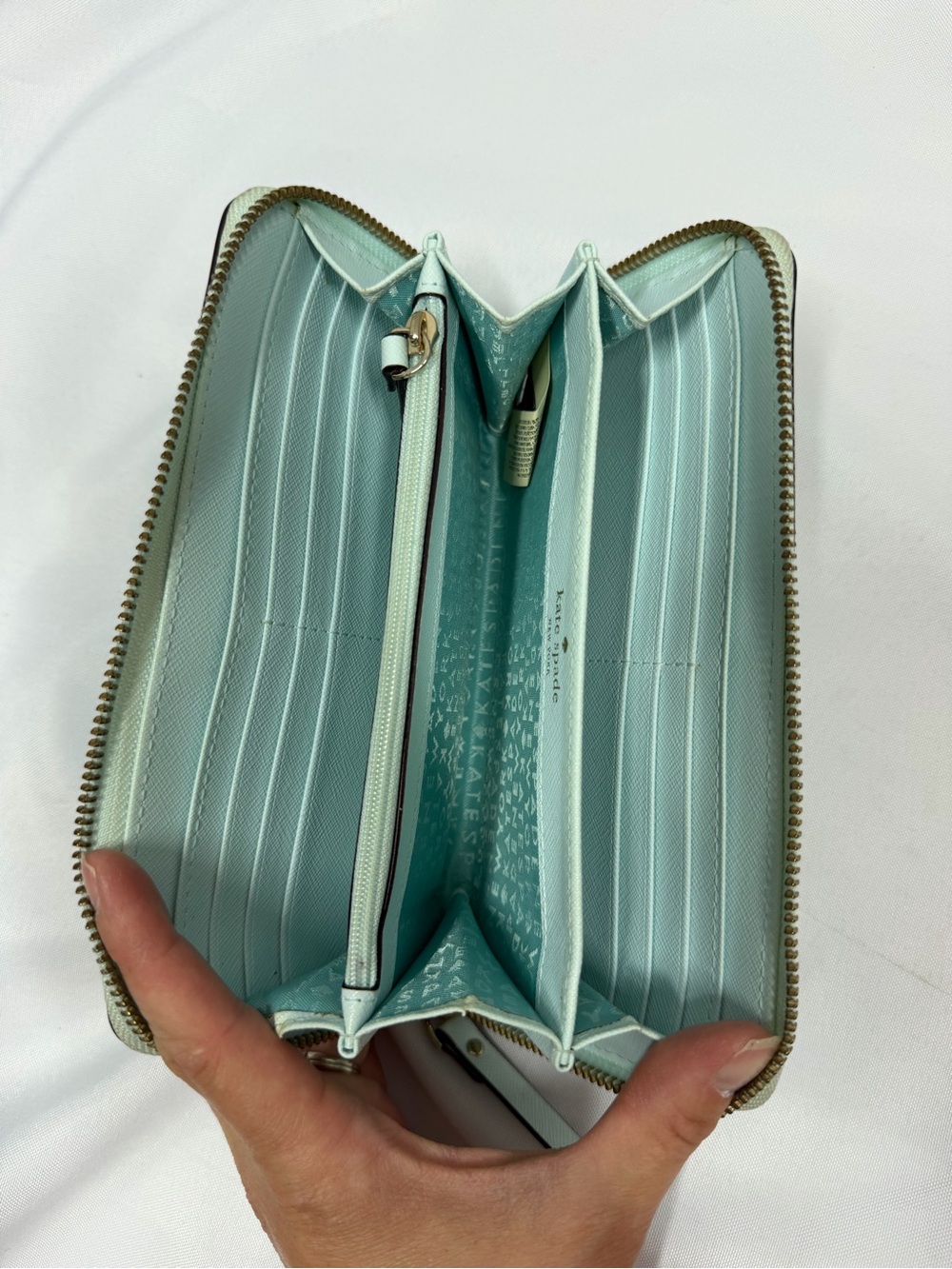 Kate Spade | Newburry Lane Talla Leather Wallet Light Blue Zipper - Picture 4 of 11